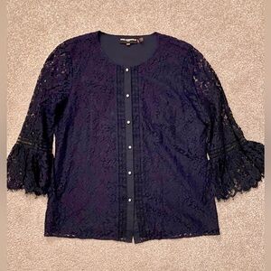 Karl Lagerfeld Button Up Lace Blouse